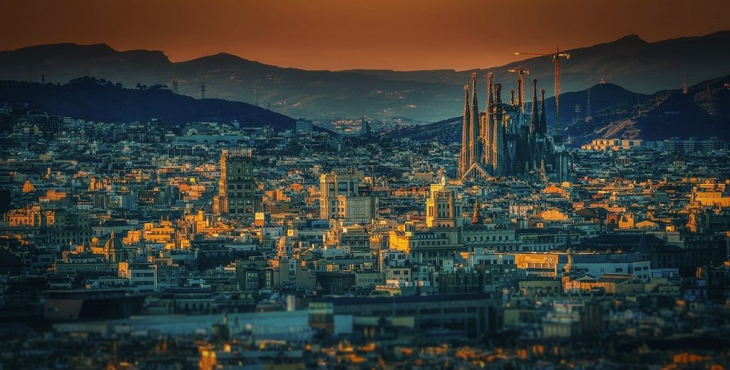 Vista da cidade de Barcelona à noite
