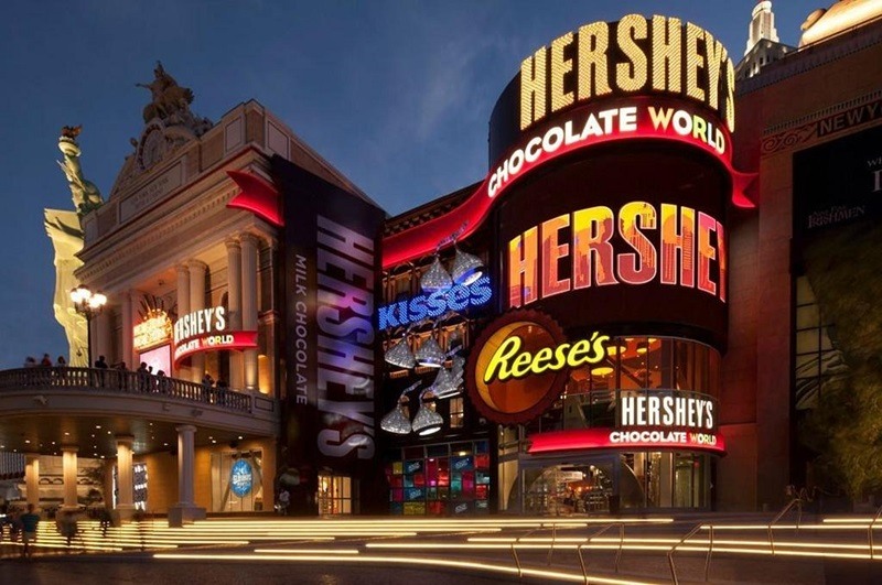 Fachada da loja Hershey’s Chocolate World em Las Vegas