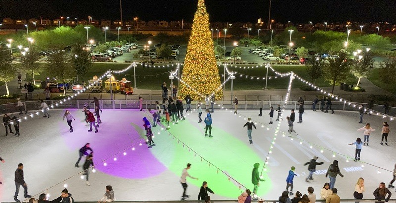 Pista de patinação no gelo no Natal em Las Vegas