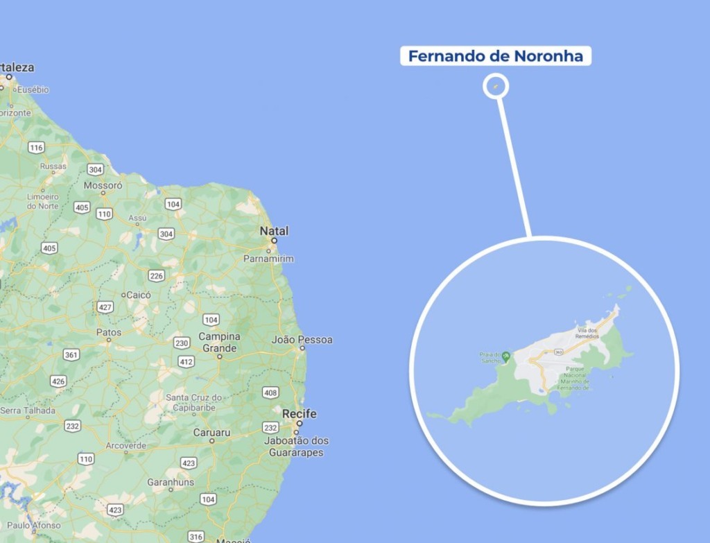 Mapa turístico de Fernando de Noronha