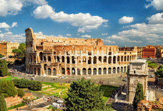 Vista da área do Coliseu de Roma na Itália