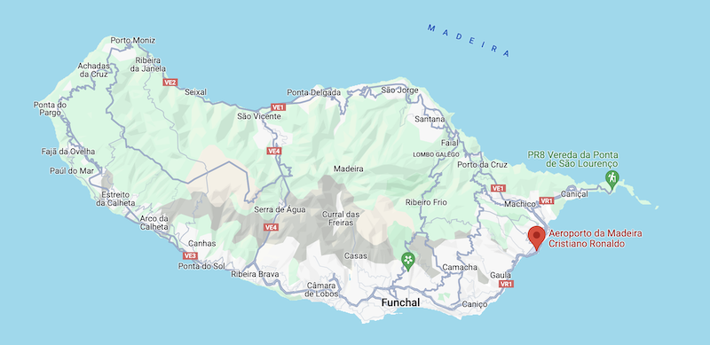 Mapa do Aeroporto da Madeira