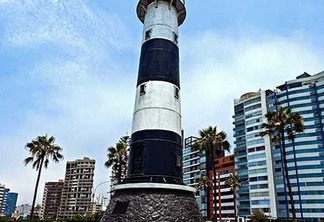 Miraflores Lighthouse with palm tree - Miraflores, Lima, Peru