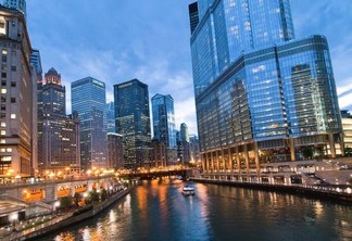 Vista de Chicago à noite