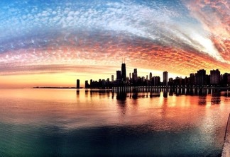 Paisagem do pôr do sol em Chicago