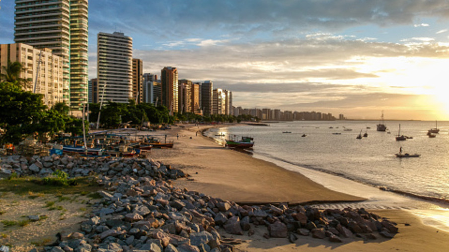 Mucuripe Beach at sunset. Fortaleza, Ceara State, Brazil