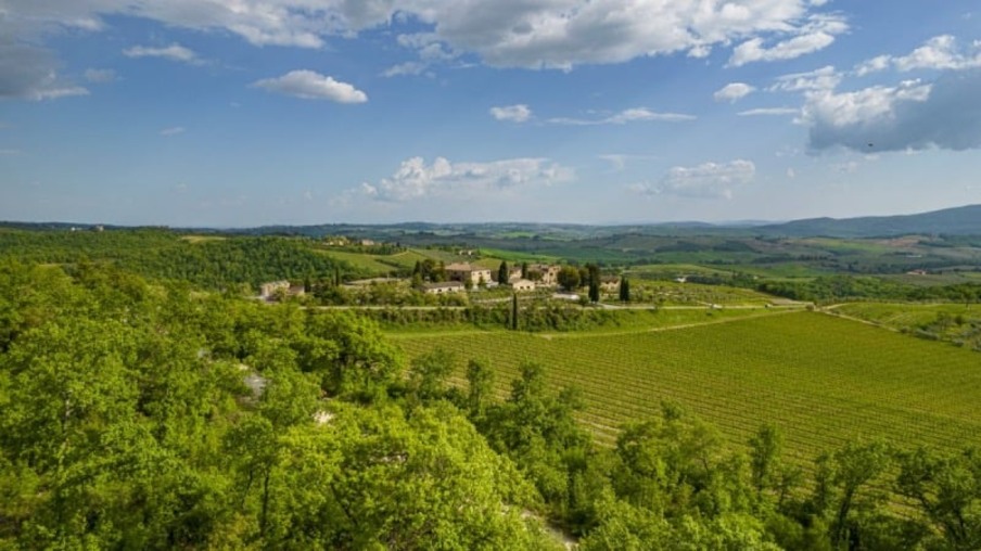 Paisagem da vinícola Rocca delle Macie em Castellina in Chianti na Toscana