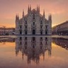 Catedral de Milão ao entardecer.