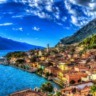 Paisagem da costa e Lago de Garda na Itália