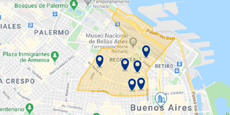 Os melhores hotéis de Buenos Aires: mapa 