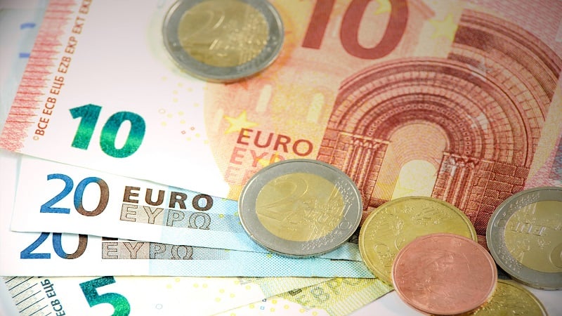 Notas e moedas em euro