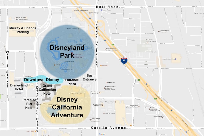 Mapa da Disney na Califórnia