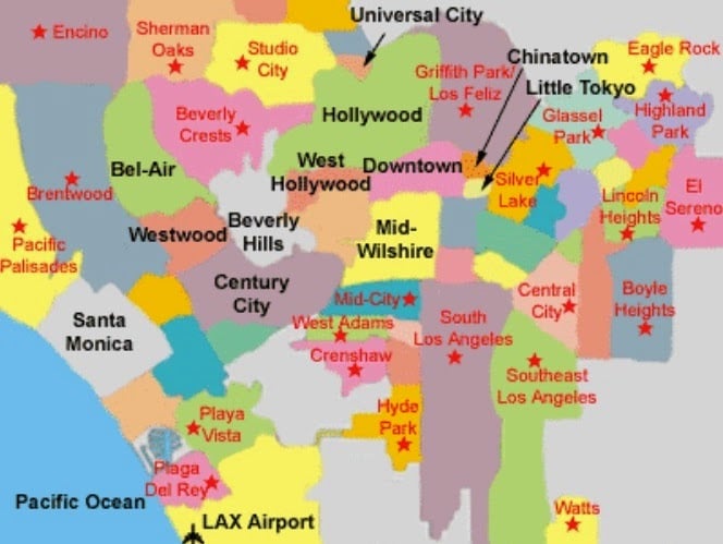 As regiões de Los Angeles