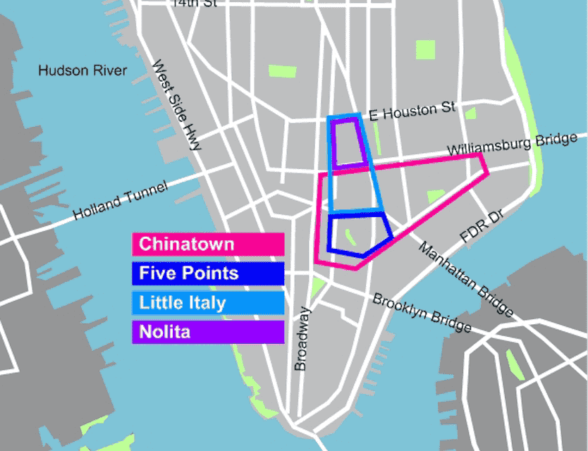 Mapa de Chinatown em Nova York