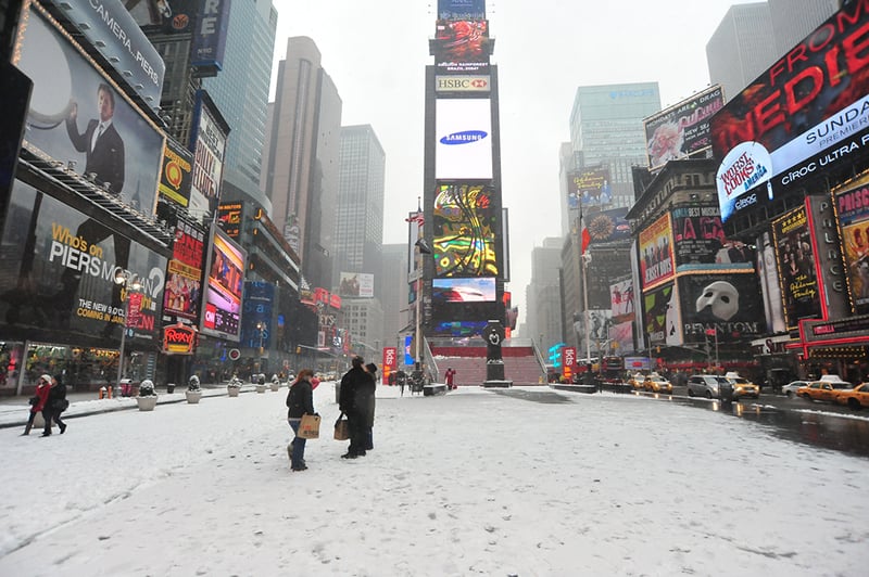 Neve nas avenidas de Nova York