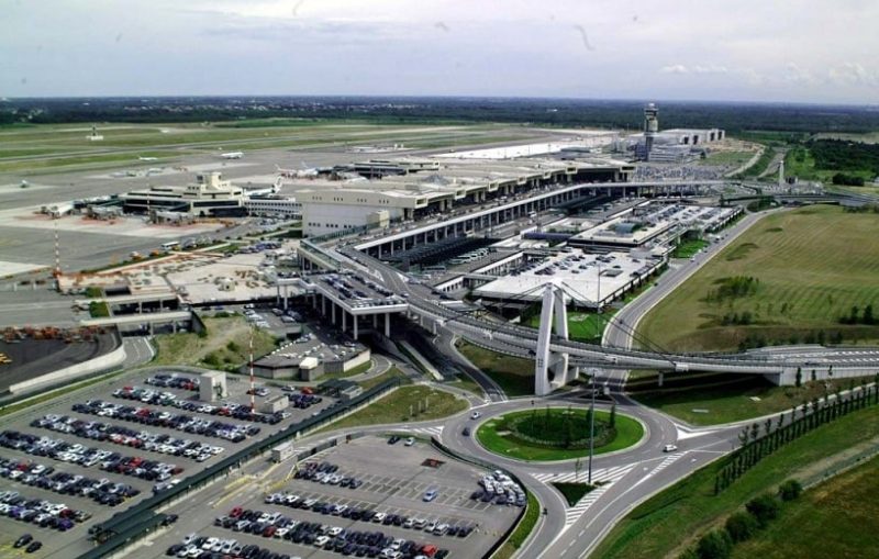 Vista aérea do aeroporto de Malpensa.