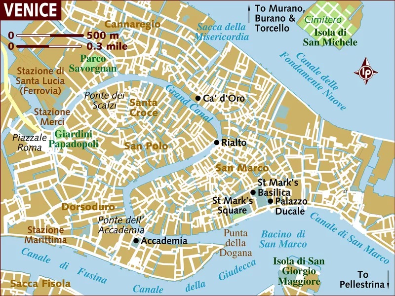Mapa da ilha de Veneza
